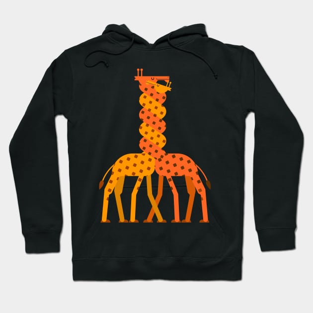 Two Giraffes Love Twisted Neck Hoodie by Super Print On